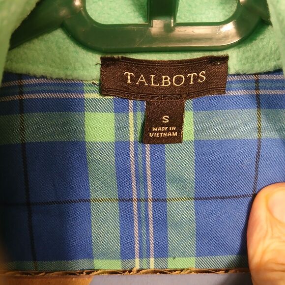 Talbots Quilt Detail Fleece Full Zip Jacket Women's Petite Small Green - Picture 2 of 12